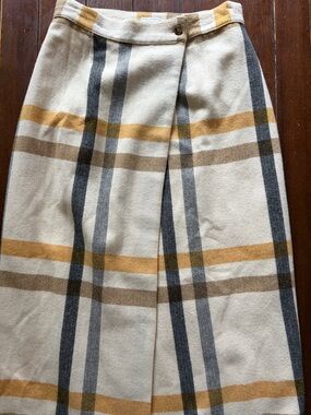 United Colors Of Benetton Cream Plaid Midi Skirt